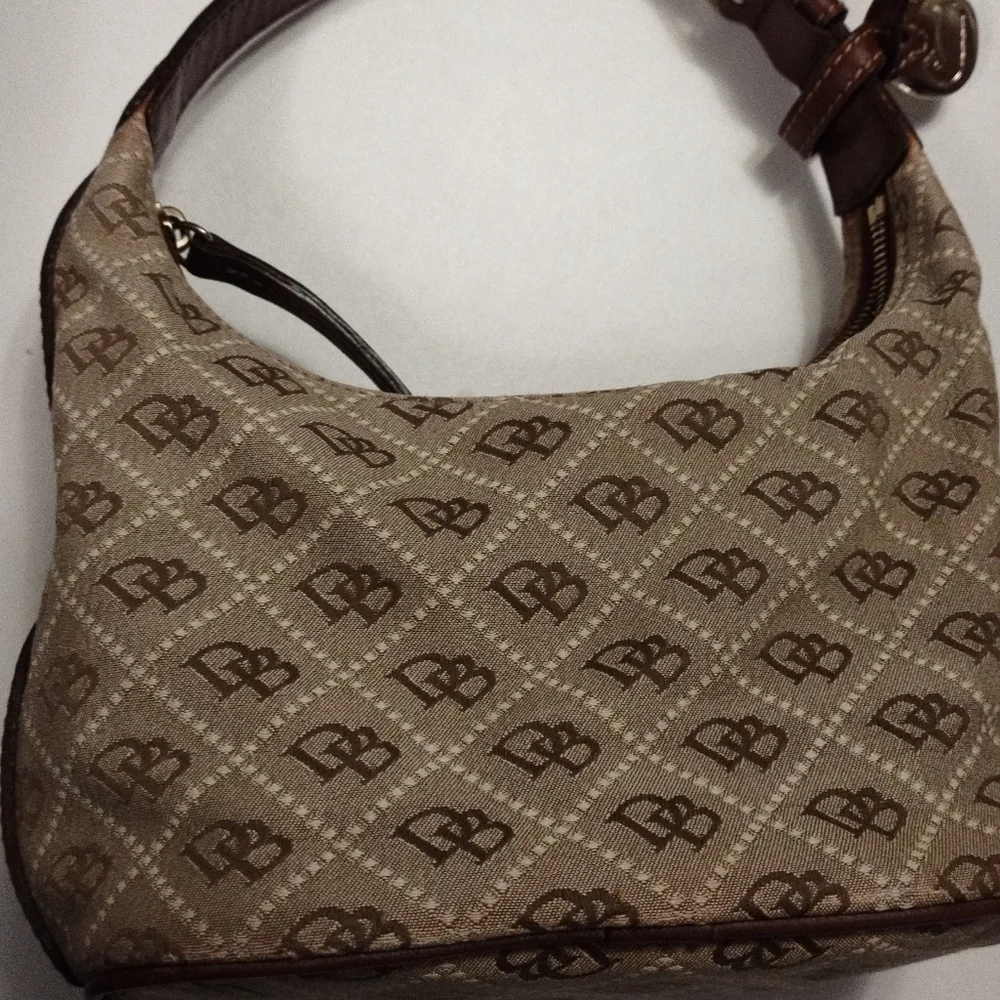 DB Logo Mini Bucket Hobo Bag With Leather Trim - Picture 14 of 14